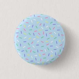 Blue rainbow sprinkles confetti fun colourful 3 cm round badge