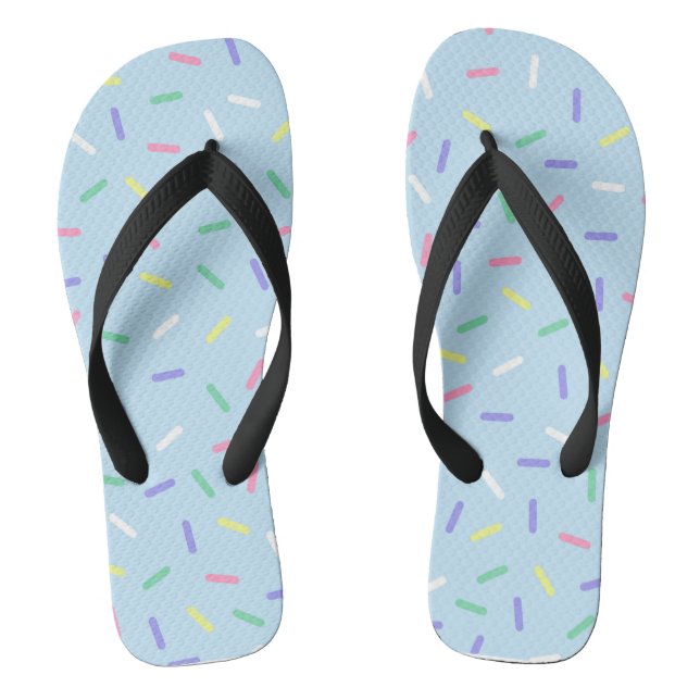 Blue rainbow sprinkles confetti fun colourful  jandals (Footbed)