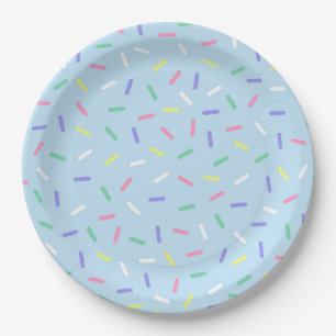 Blue rainbow sprinkles confetti fun colourful  paper plate