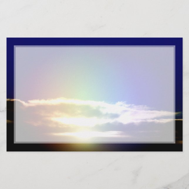 Blue Rainbow Sunset Photograph Stationery (Front)