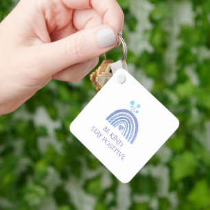 blue rainbow with flower key ring