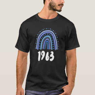 Blue Rainbow Year Of Birth 1963 Birthday T-Shirt