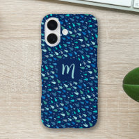 Blue raindrops custom monogram