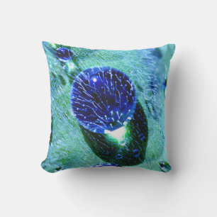 Blue Raindrops Water Pearl Macro Photo for Outside Outdoor Cushion