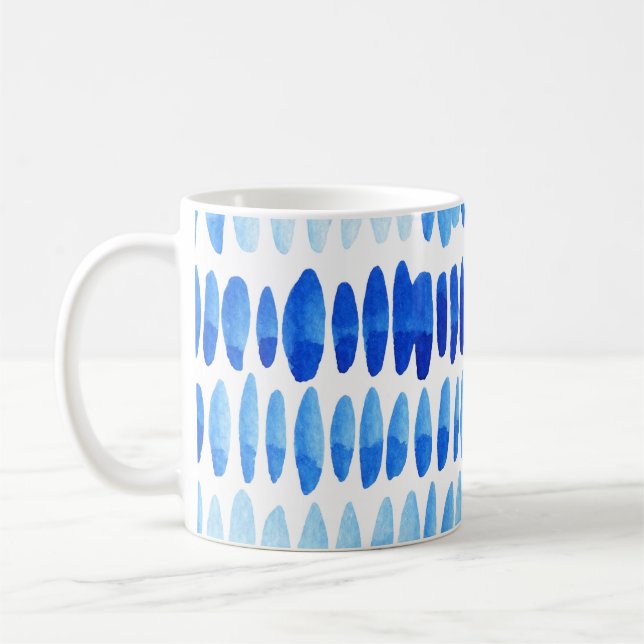 Blue Raindrops: Watercolor Seamless Abstract Coffee Mug (Left)