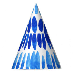 Blue Raindrops: Watercolor Seamless Abstract Party Hat