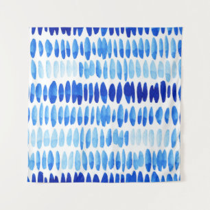 Blue Raindrops: Watercolor Seamless Abstract Tapestry
