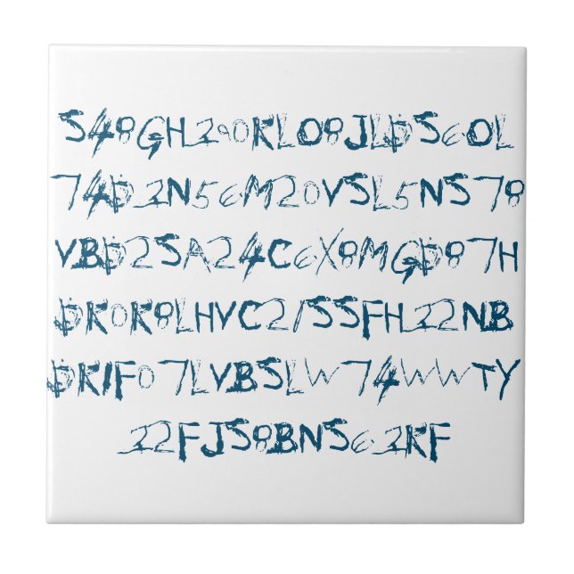 Blue Random Numbers Letters Funky Tile (Front)