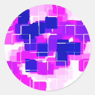 "Blue Raspberry" Geometric Art Classic Round Sticker