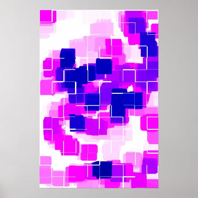 "Blue Raspberry" Geometric Art Poster (Front)