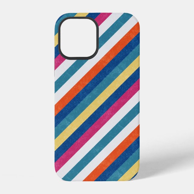 Blue Raspberry Orange Yellow White Stripes Pattern iPhone Case (Back)