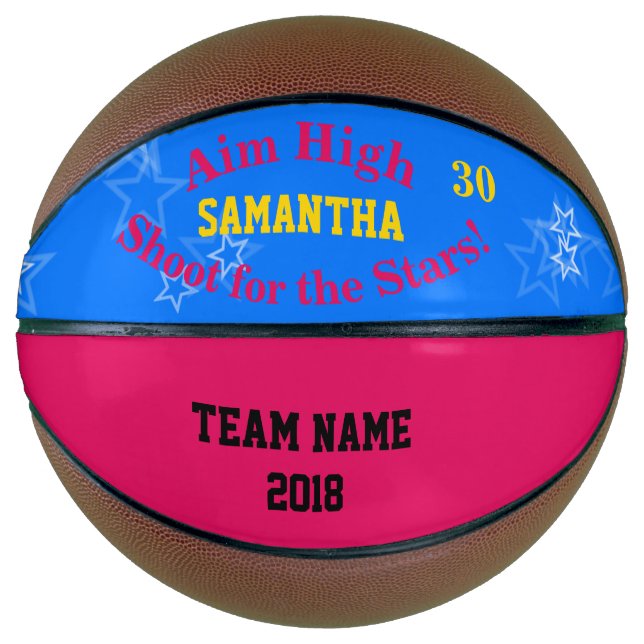 Blue Raspberry Personalised Name Stars Basketball (Front)