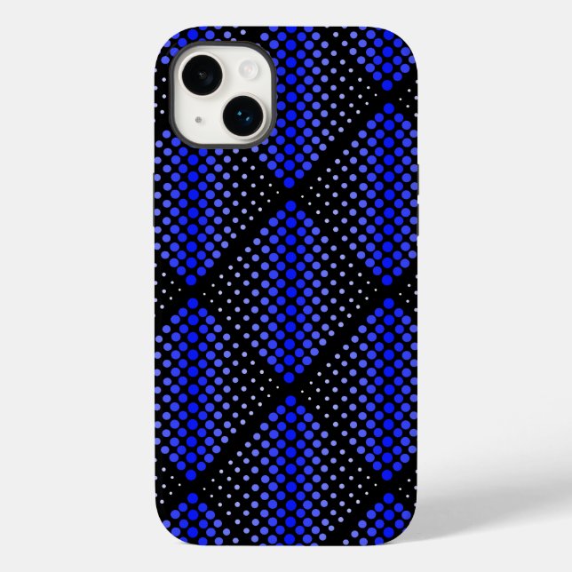 Blue Raster Pattern 01 Black BG Case-Mate iPhone Case (Back)