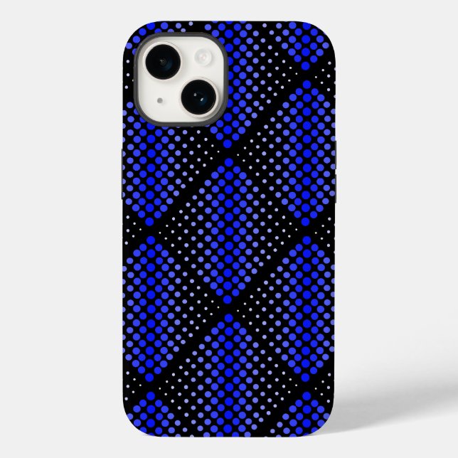 Blue Raster Pattern 01 Black BG Case-Mate iPhone Case (Back)