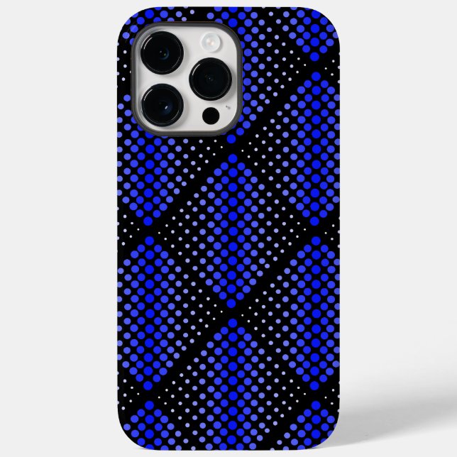 Blue Raster Pattern 01 Black BG Case-Mate iPhone Case (Back)