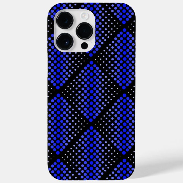 Blue Raster Pattern 01 Black BG Case-Mate iPhone Case (Back)