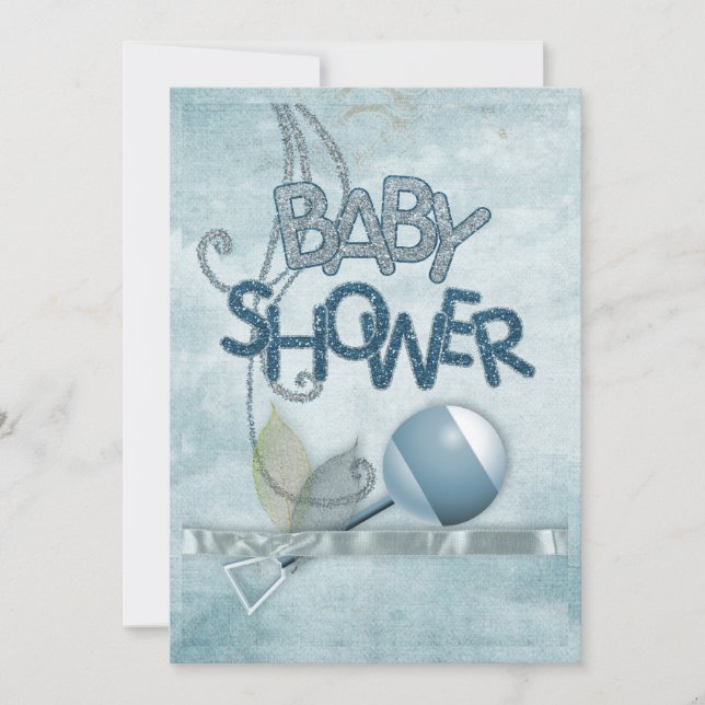 Blue Rattle Babyshower Invitation (Front)