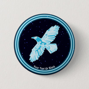 Blue Raven On Stars 6 Cm Round Badge