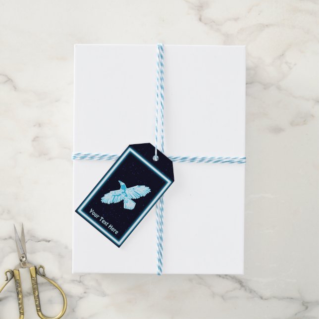 Blue Raven On Stars Gift Tags (With Twine)