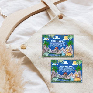 Blue Rawr Volcano Dino Books For Baby Shower Enclosure Card