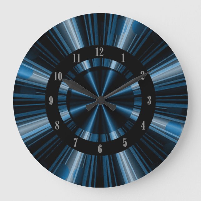 Blue Rays Of Light Wall Clock (Front)