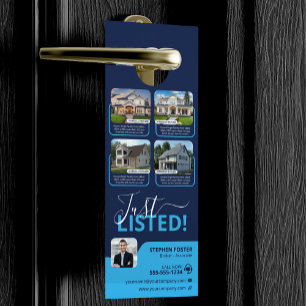 Blue Real Estate Agent Properties Listing Broker Door Hanger