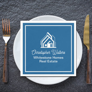 Blue Real Estate Company Custom Realtor Party Napkin
