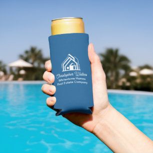 Blue Real Estate Company Customized Realtor Seltzer Can Cooler