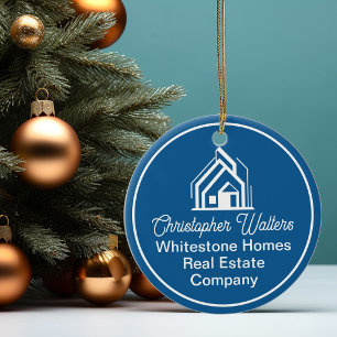 Blue Real Estate Company Personalised Realtor Ceramic Tree Decoration