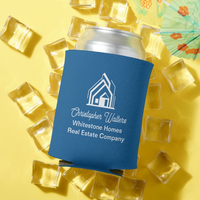 Blue Real Estate Company Personalized Realtor Can Cooler (In Situ Summer)