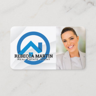 Blue Real Estate Logo Business Woman Card