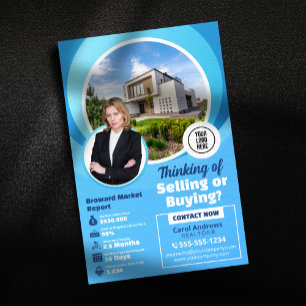 Blue Real Estate Market Report Realtor & Broker Flyer