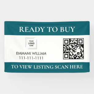 Blue Realtor QR Code Property Sale Banner