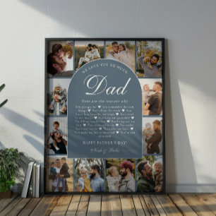 Blue Reasons We Love You Dad Photo Grid Collage Poster