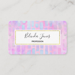 Blue Rectangle Shapes on Pink Background Business Card