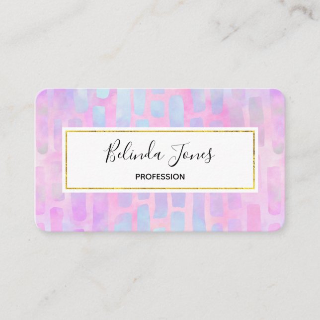 Blue Rectangle Shapes on Pink Background  Business Card (Front)
