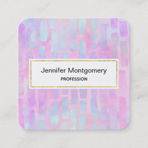 Blue Rectangle Shapes on Pink Background Square Business Card