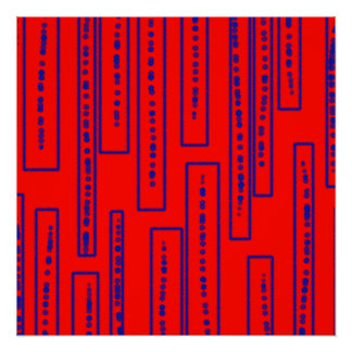 Blue rectangles on red  poster