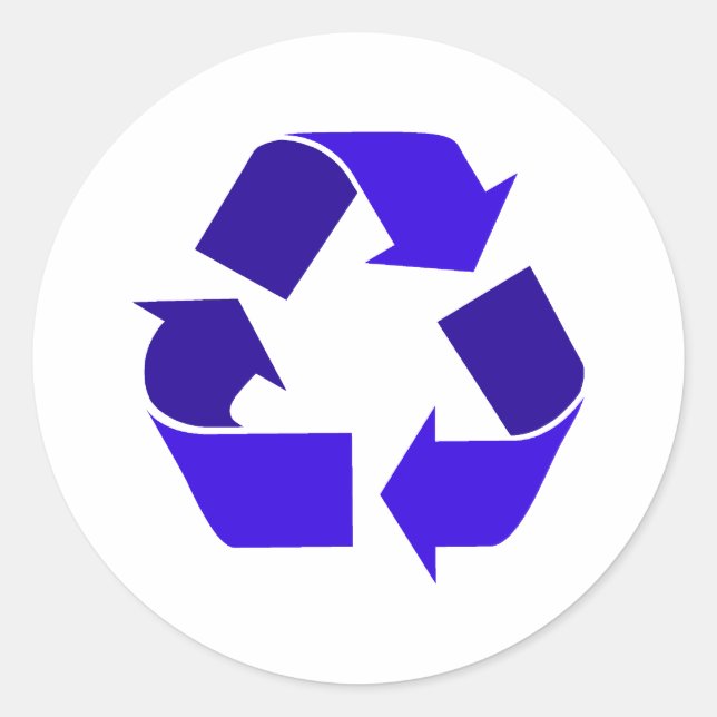 blue recycle classic round sticker (Front)