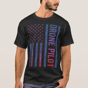 Blue Red American Flag Drone Pilot T-Shirt