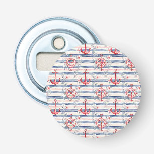 Blue Red Anchors Floral Stripes Beach  Bottle Opener