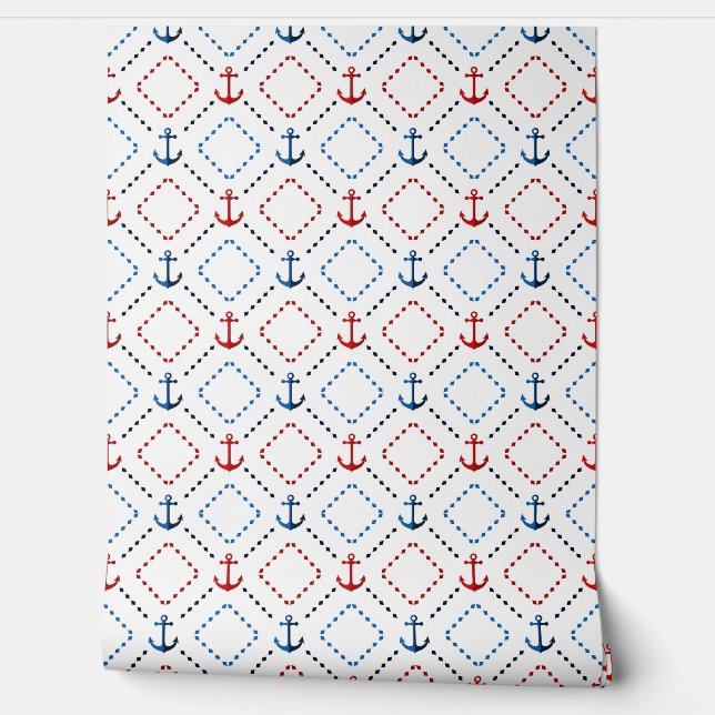 Blue, Red anchors, Marine Wallpaper (Unrolling)