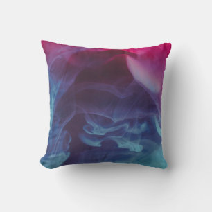 Blue, red, and black smoke digital wallpaper cushion