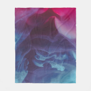 Blue, red, and black smoke digital wallpaper fleece blanket
