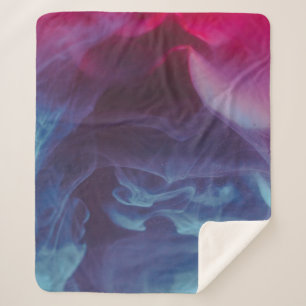 Blue, red, and black smoke digital wallpaper sherpa blanket