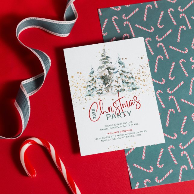 Blue red and gold traditional watercolors tree invitation (Creator Uploaded)