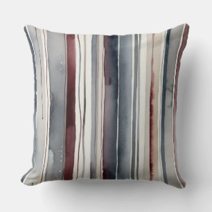 Blue, Red and Grey Stripes Cushion