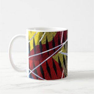 Blue red and white abstract painting coffee mug