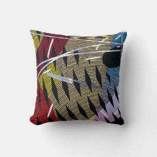 Blue red and white abstract painting cushion
