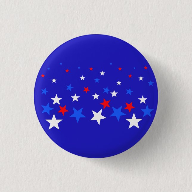 Blue, Red and White Star Pattern 3 Cm Round Badge (Front)
